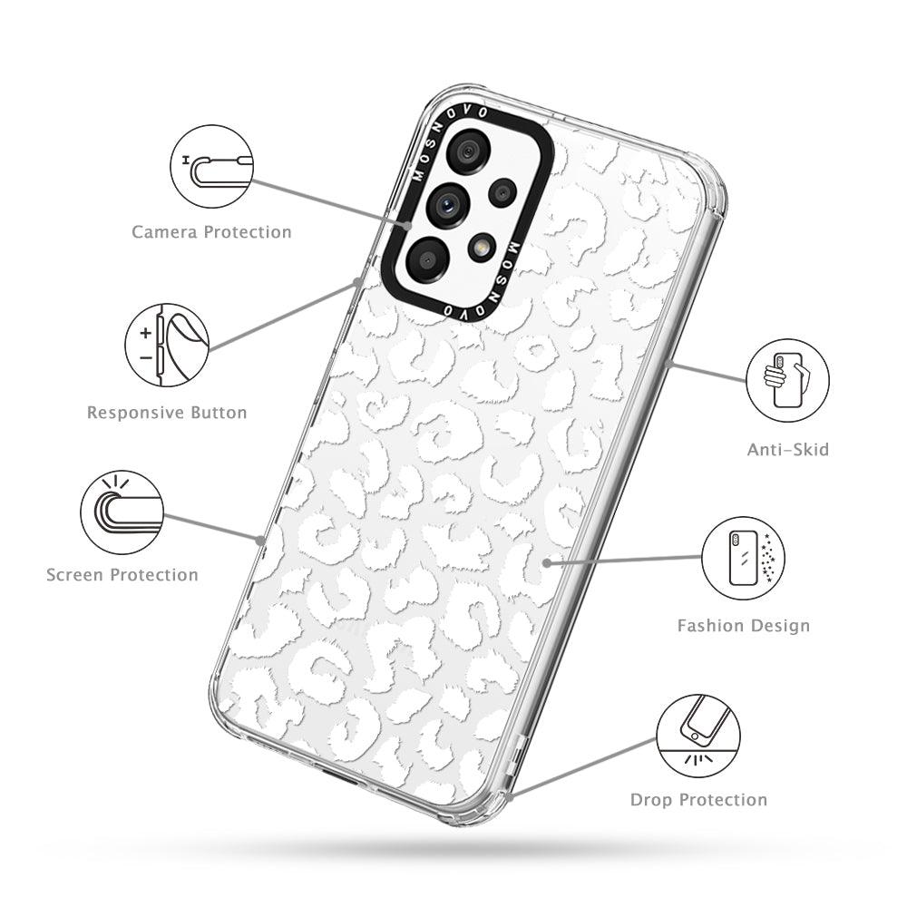 White Leopard Print Phone Case - Samsung Galaxy A53 Case - MOSNOVO