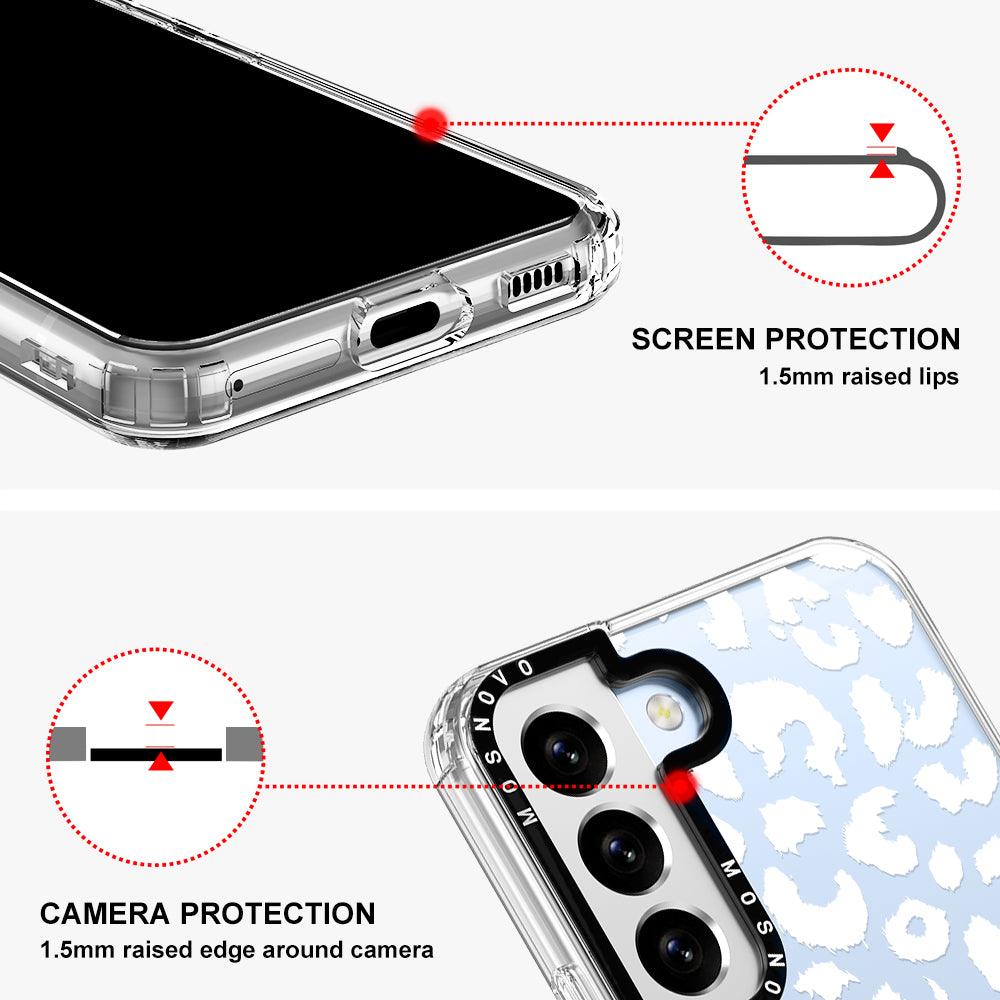 White Leopard Print Phone Case - Samsung Galaxy S22 Case - MOSNOVO