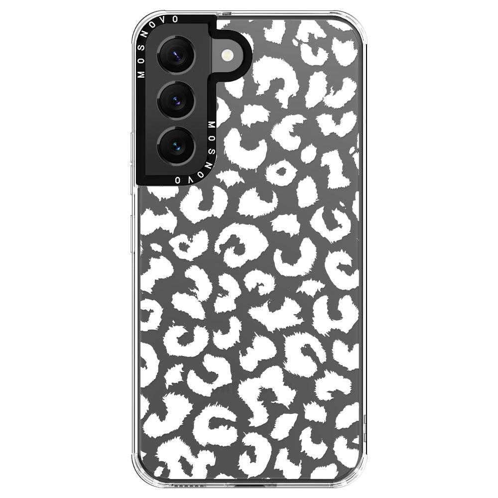 White Leopard Print Phone Case - Samsung Galaxy S22 Case - MOSNOVO