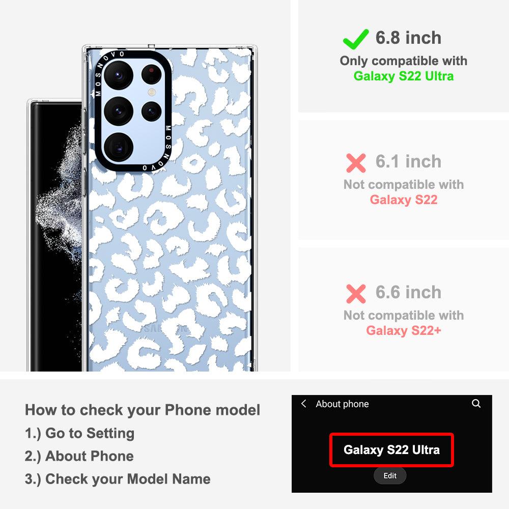 White Leopard Print Phone Case - Samsung Galaxy S22 Ultra Case - MOSNOVO