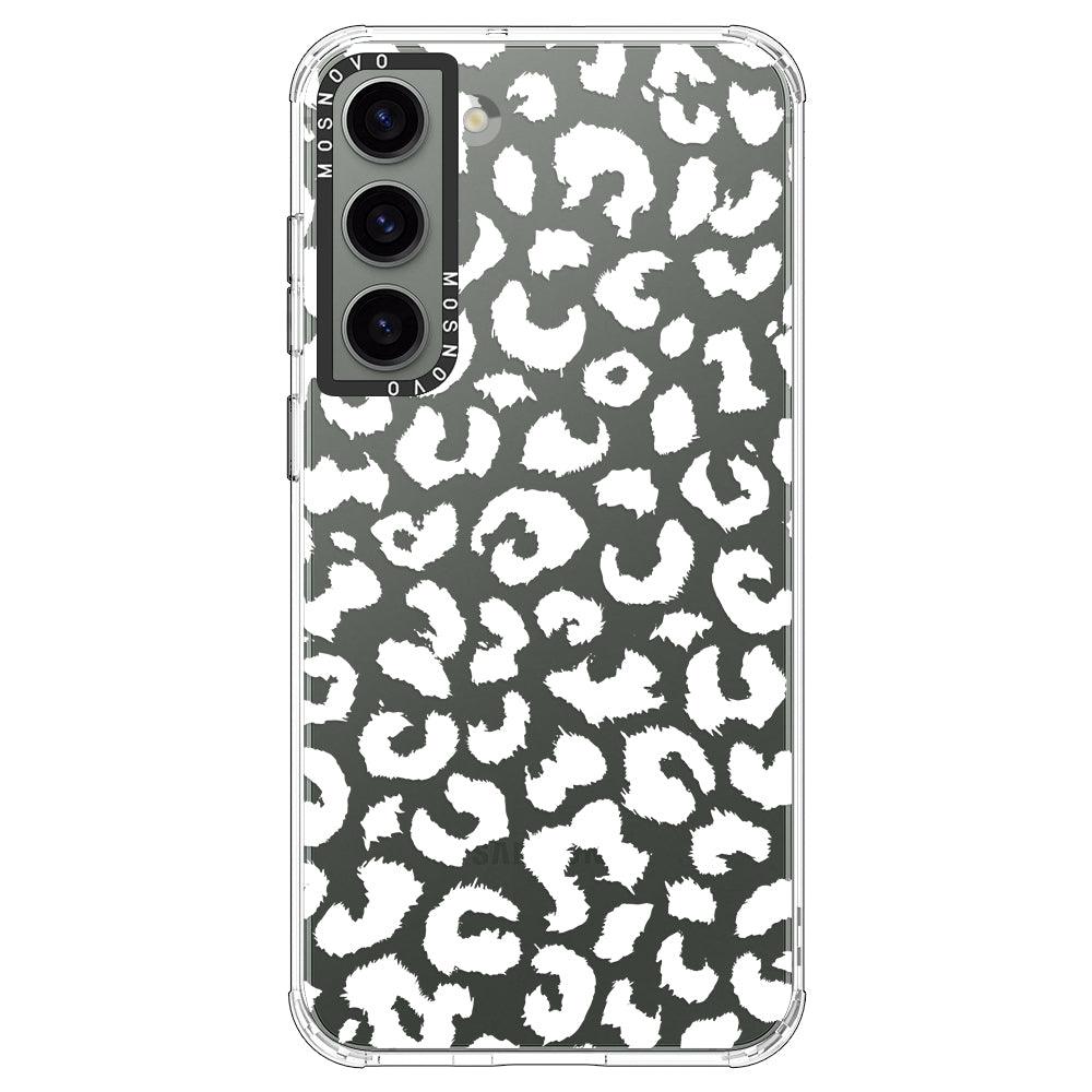 White Leopard Print Phone Case - Samsung Galaxy S23 Case - MOSNOVO