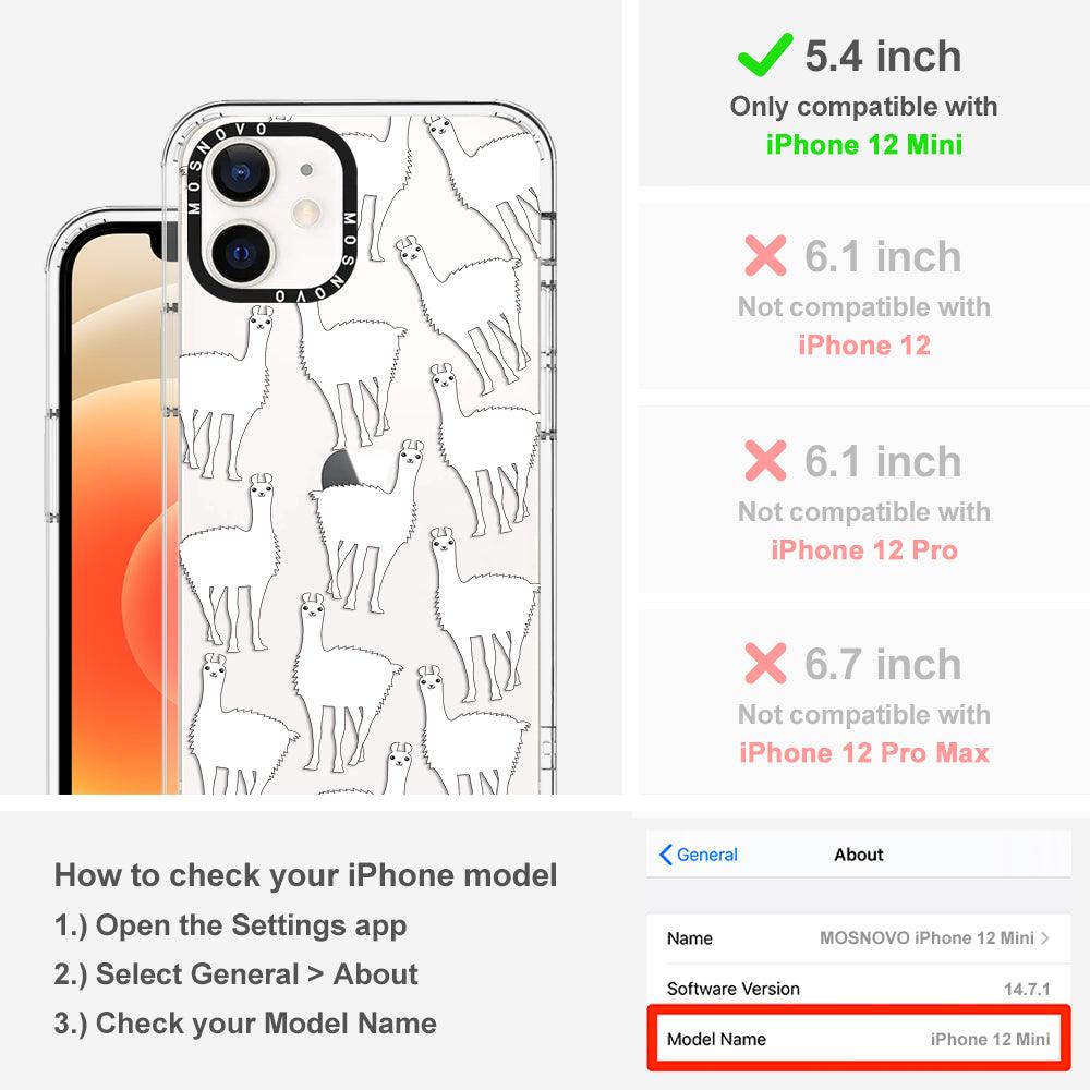 White Llama Phone Case - iPhone 12 Mini Case - MOSNOVO