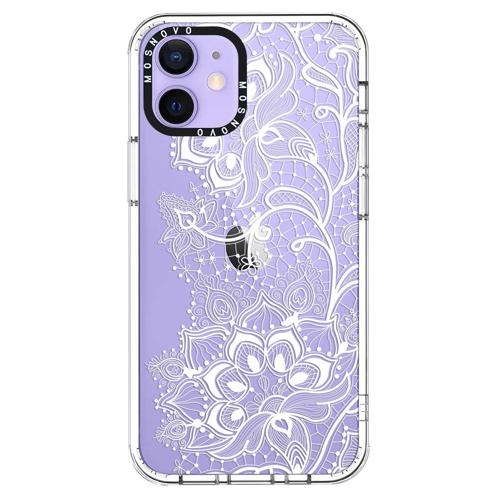 White Lotus Henna Phone Case - iPhone 12 Case - MOSNOVO