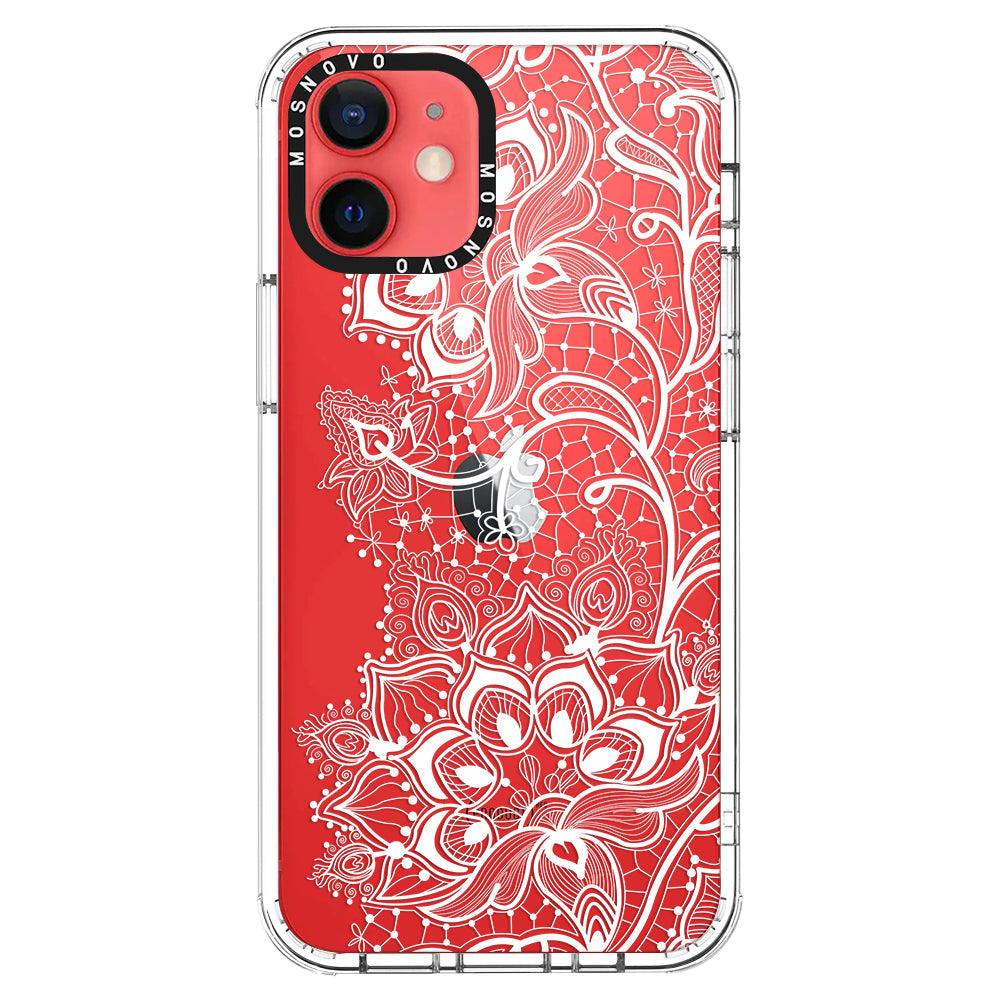 White Lotus Henna Phone Case - iPhone 12 Case - MOSNOVO