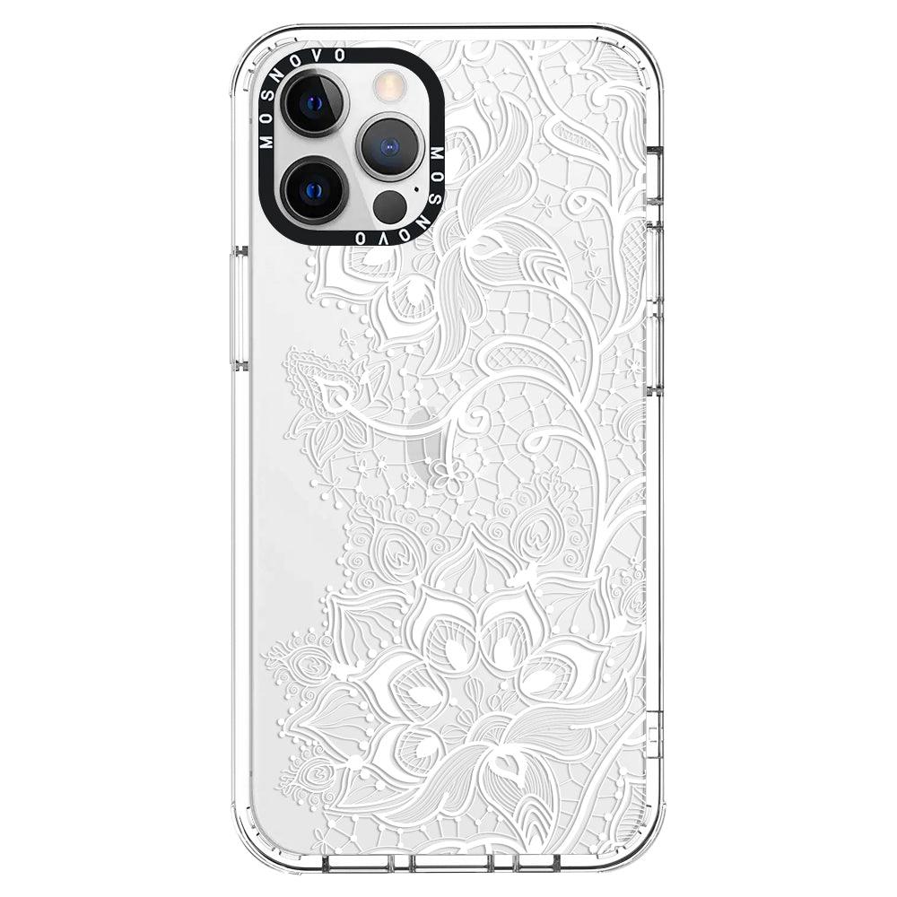 White Lotus Henna Phone Case - iPhone 12 Pro Case - MOSNOVO
