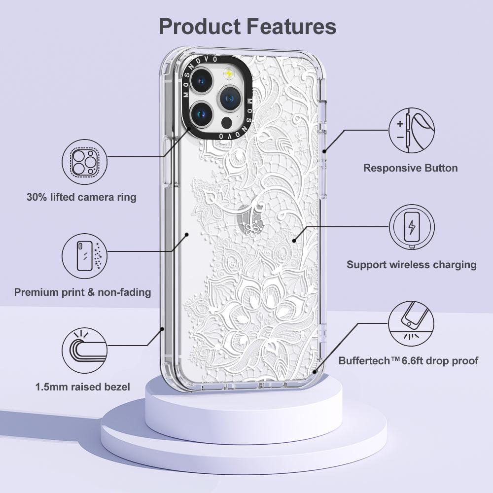 White Lotus Henna Phone Case - iPhone 12 Pro Case - MOSNOVO