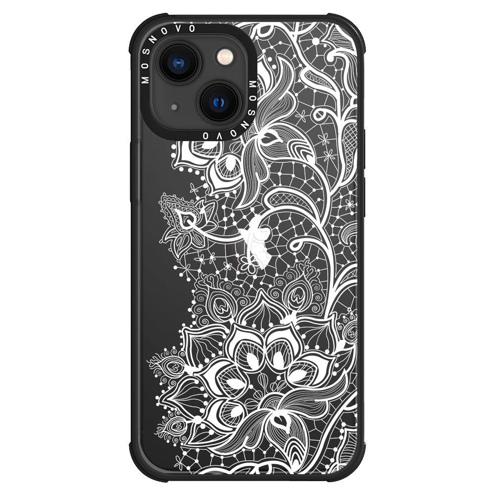 White Lotus Henna Phone Case - iPhone 13 Case - MOSNOVO