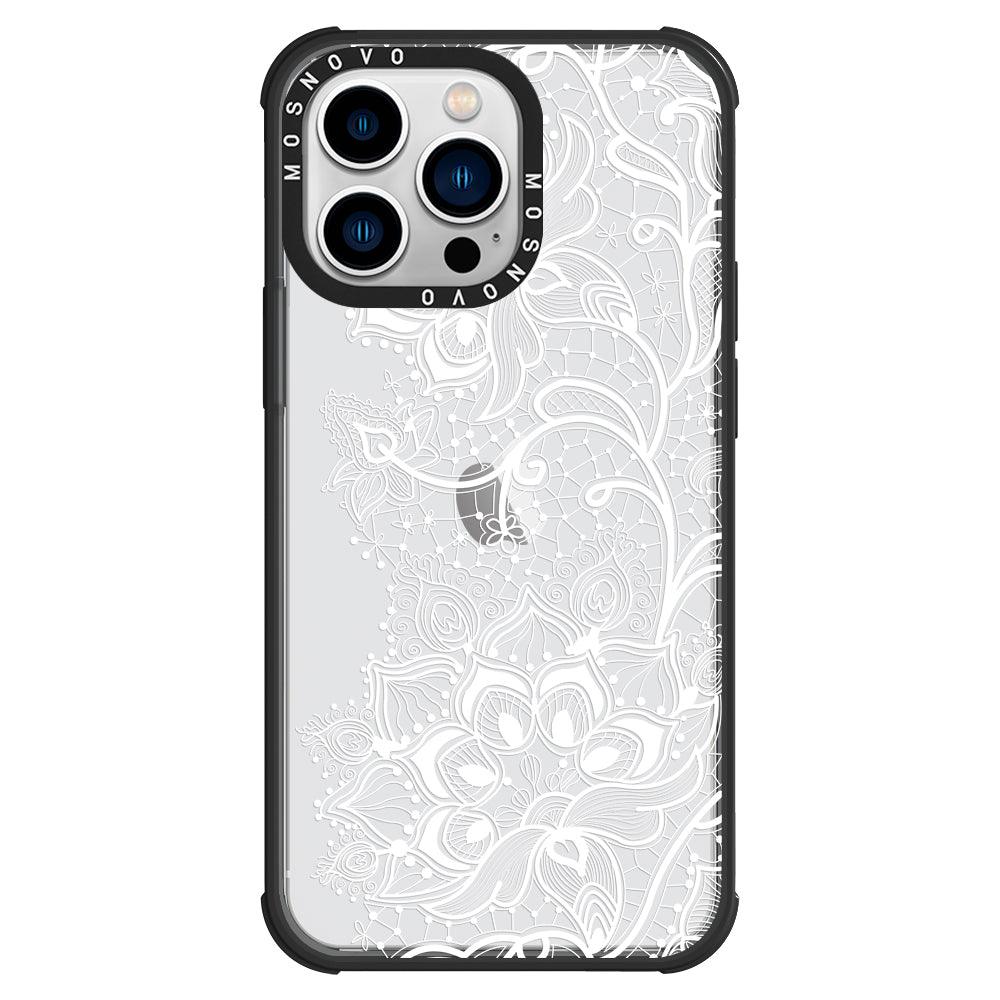 White Lotus Henna Phone Case - iPhone 13 Pro Case - MOSNOVO