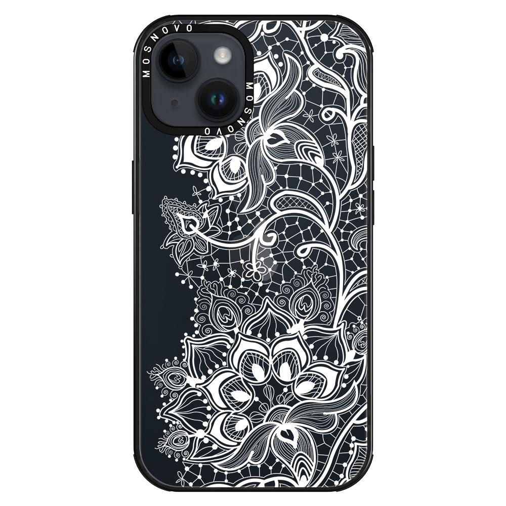 White Lotus Henna Phone Case - iPhone 14 Case - MOSNOVO