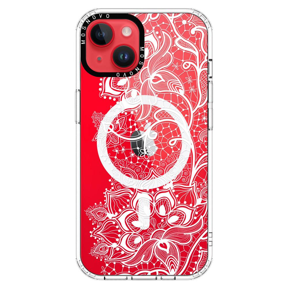 White Lotus Henna Phone Case - iPhone 14 Case - MOSNOVO