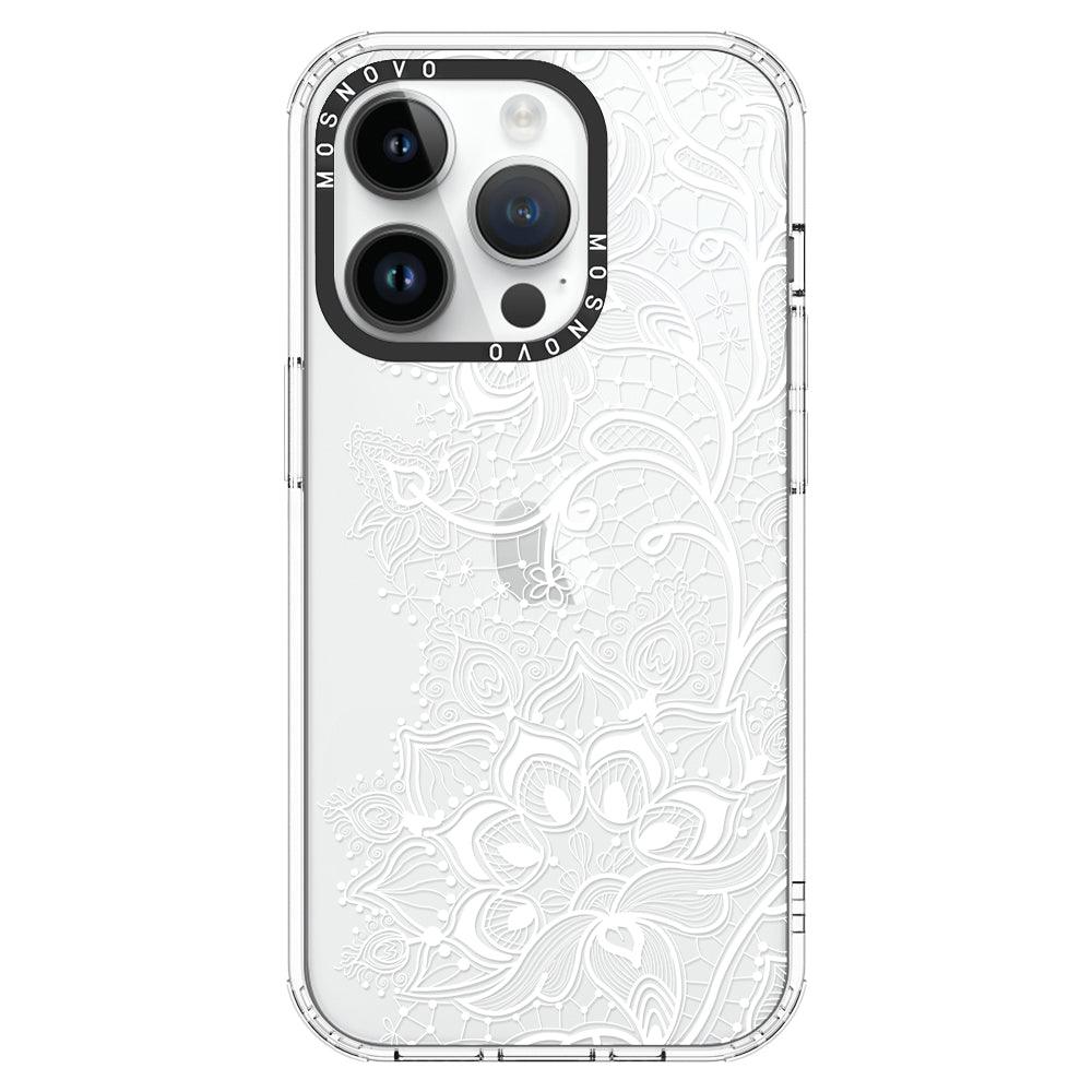 White Lotus Henna Phone Case - iPhone 14 Pro Case - MOSNOVO