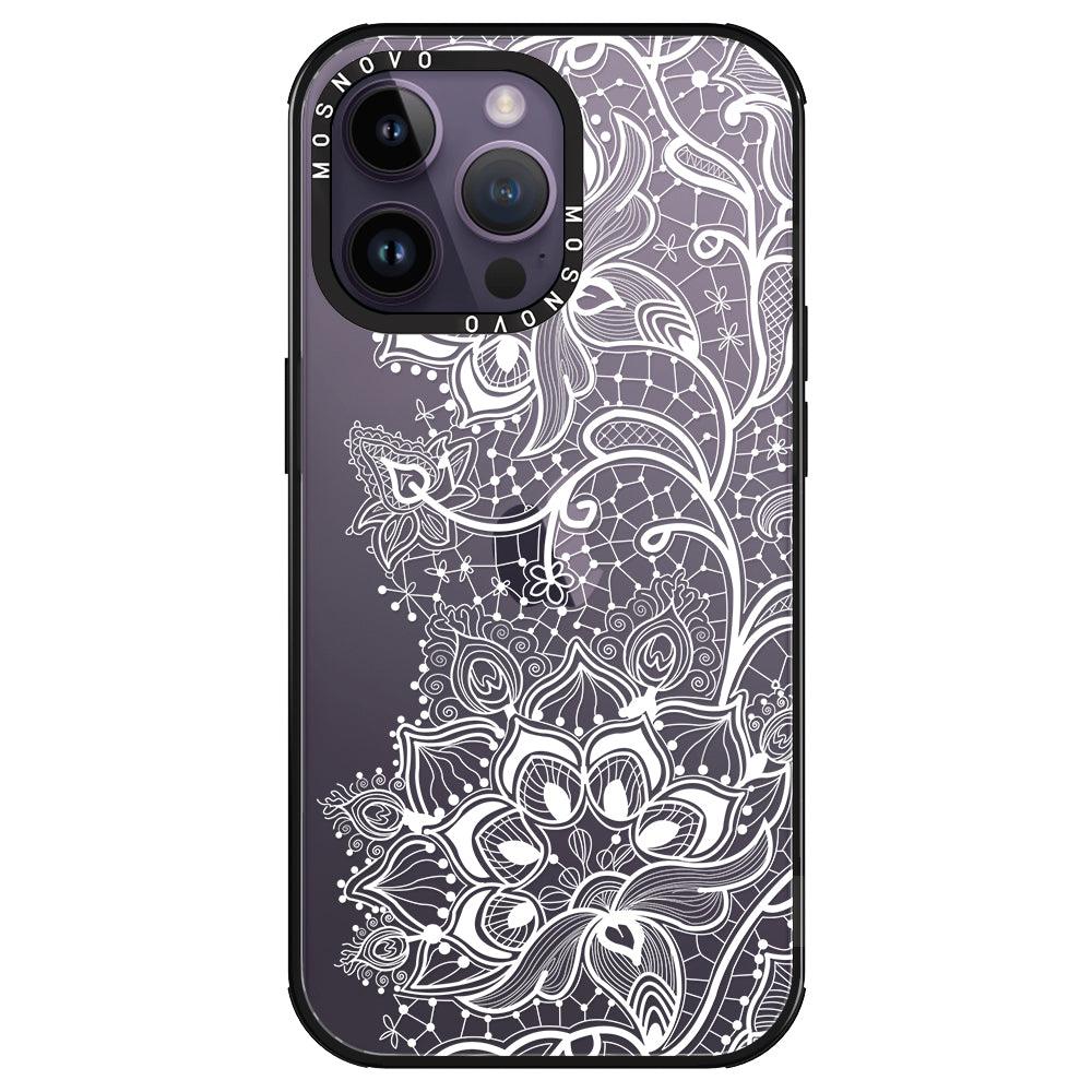 White Lotus Henna Phone Case - iPhone 14 Pro Max Case - MOSNOVO