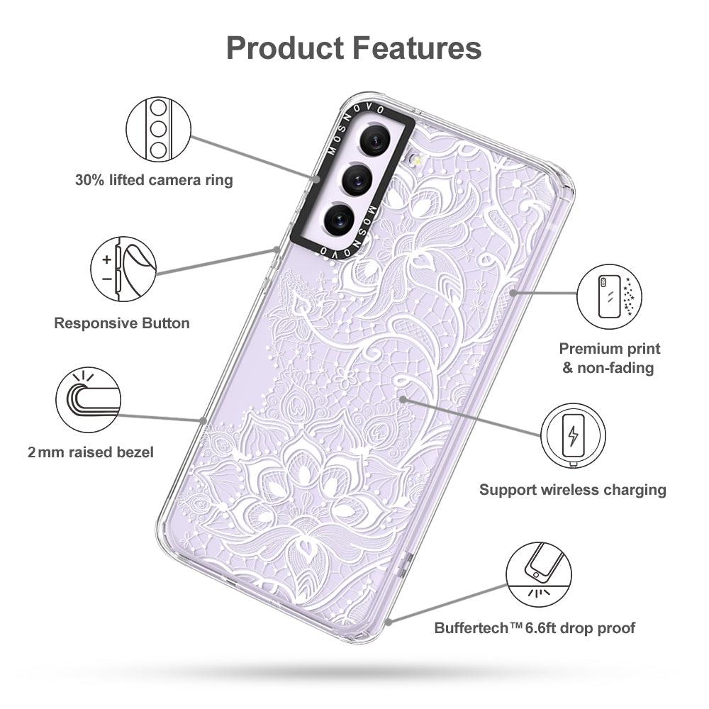 White Lotus Henna Phone Case - Samsung Galaxy S21 FE Case - MOSNOVO