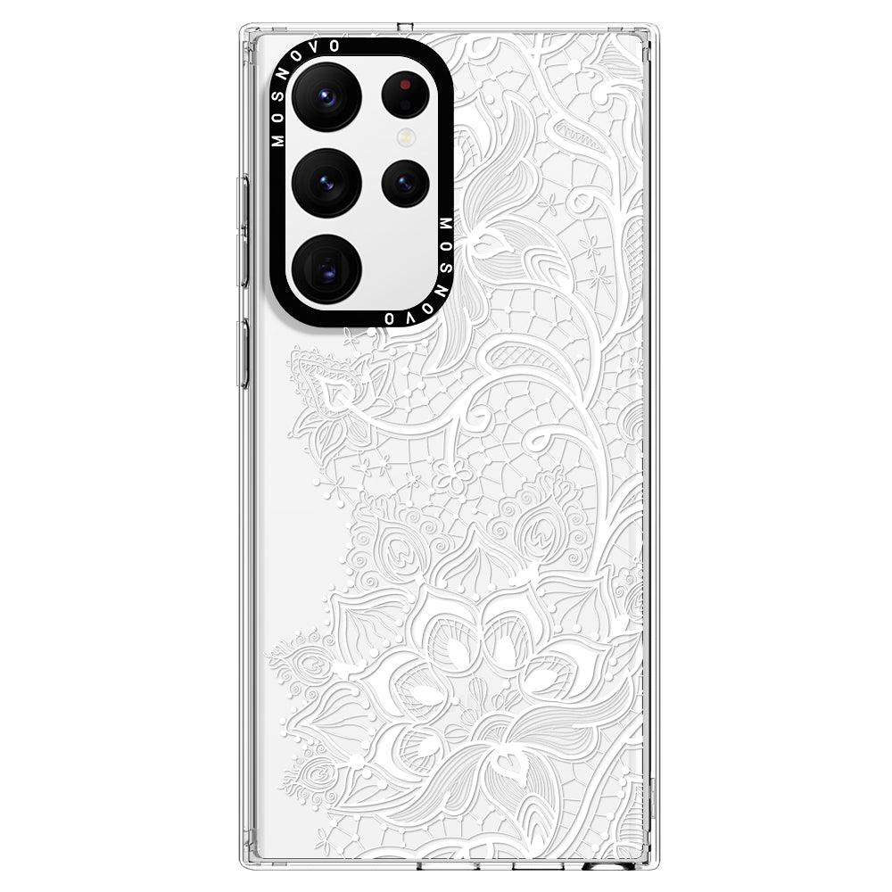White Lotus Henna Phone Case - Samsung Galaxy S22 Ultra Case - MOSNOVO
