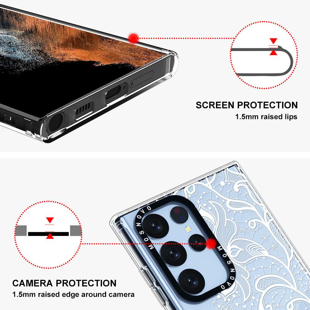 White Lotus Henna Phone Case - Samsung Galaxy S22 Ultra Case - MOSNOVO