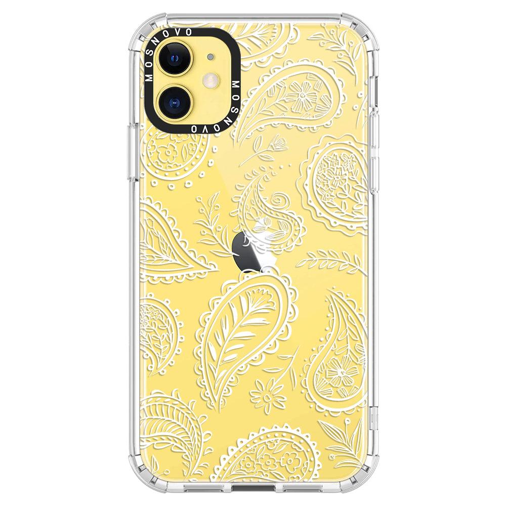 White Paisley Phone Case - iPhone 11 Case - MOSNOVO
