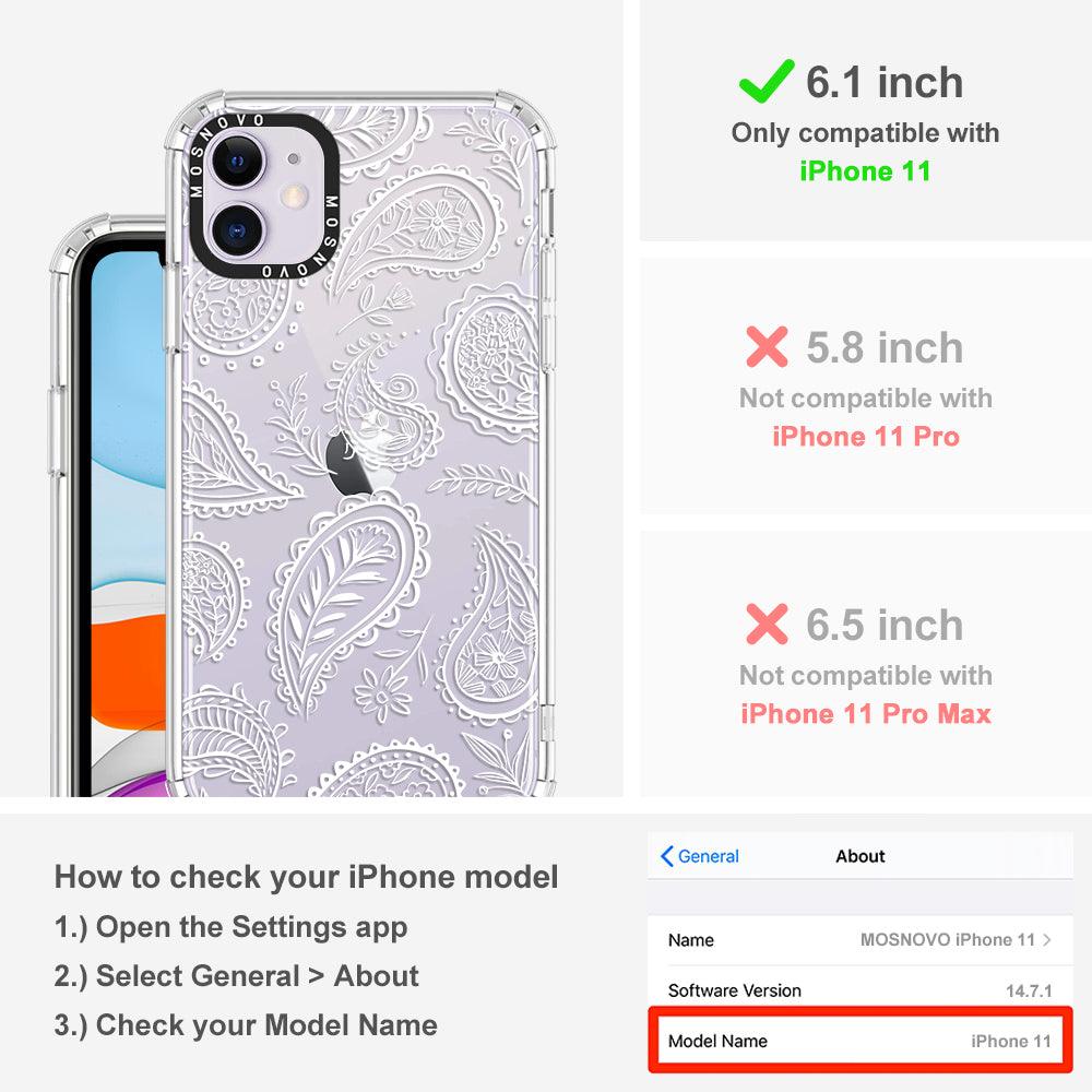 White Paisley Phone Case - iPhone 11 Case - MOSNOVO