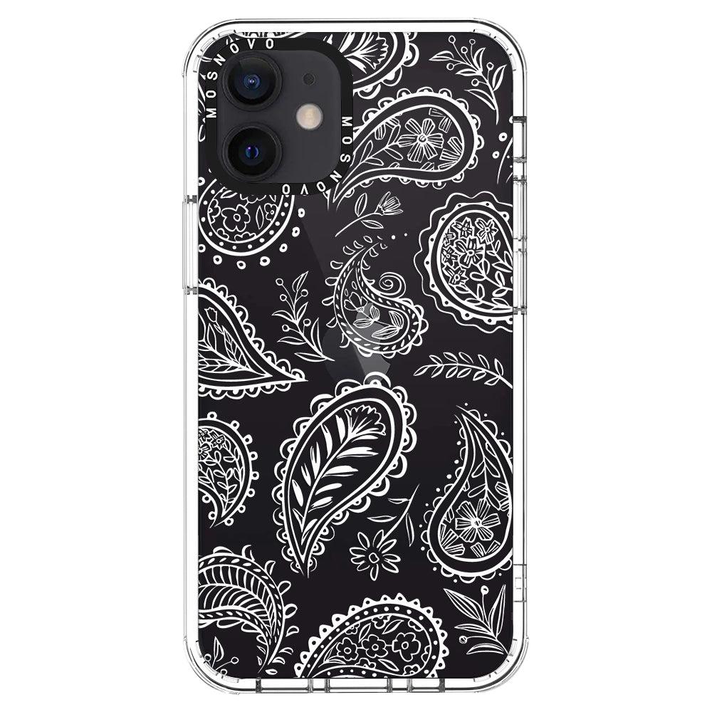 White Paisley Phone Case - iPhone 12 Mini Case - MOSNOVO