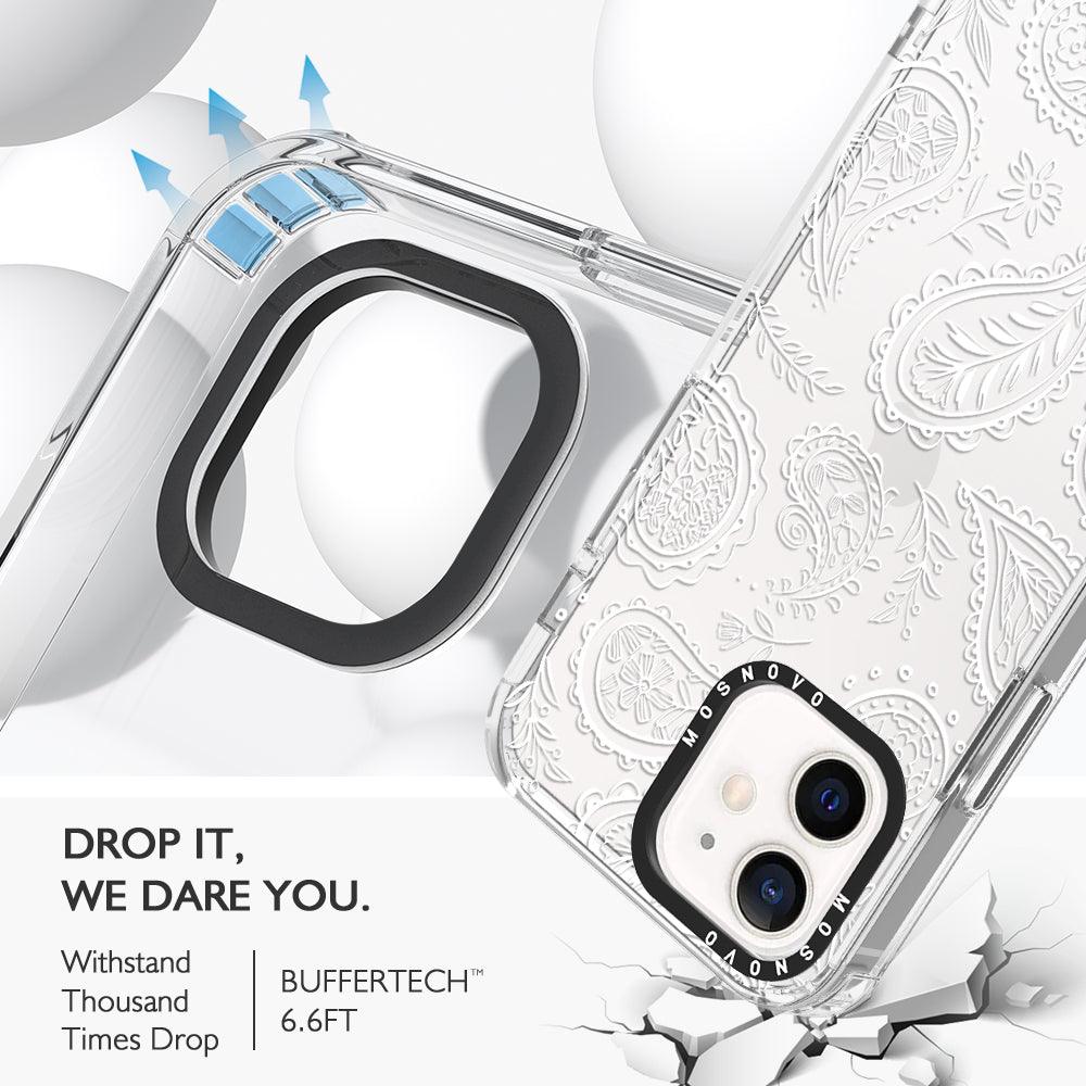 White Paisley Phone Case - iPhone 12 Mini Case - MOSNOVO