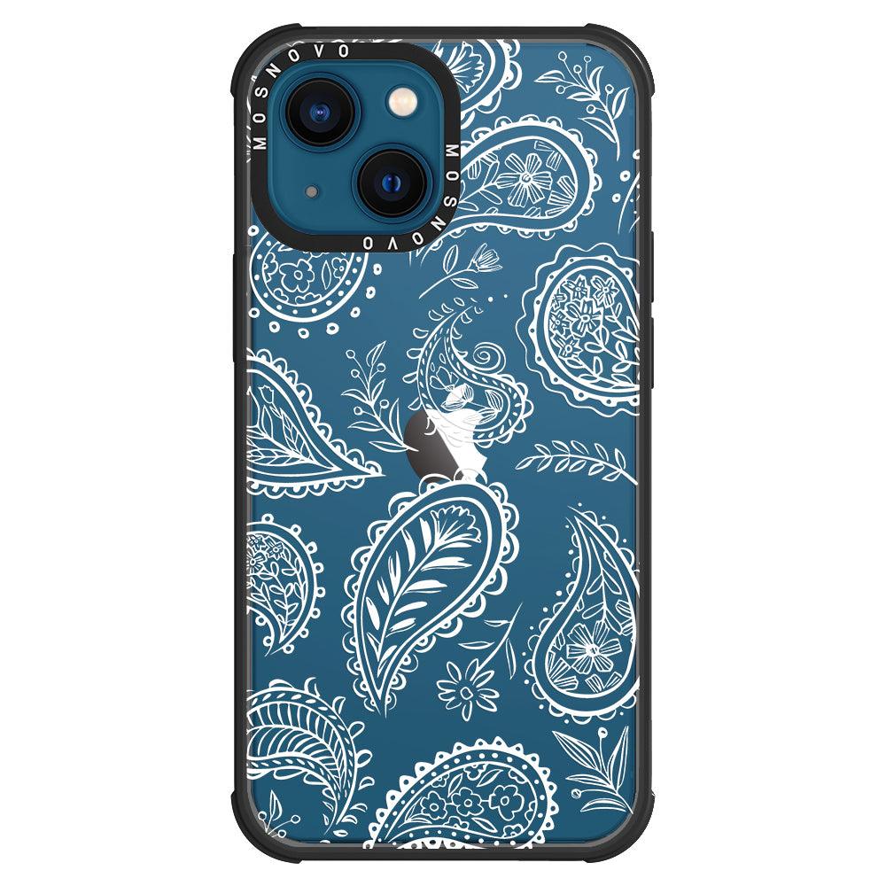 White Paisley Phone Case - iPhone 13 Case - MOSNOVO