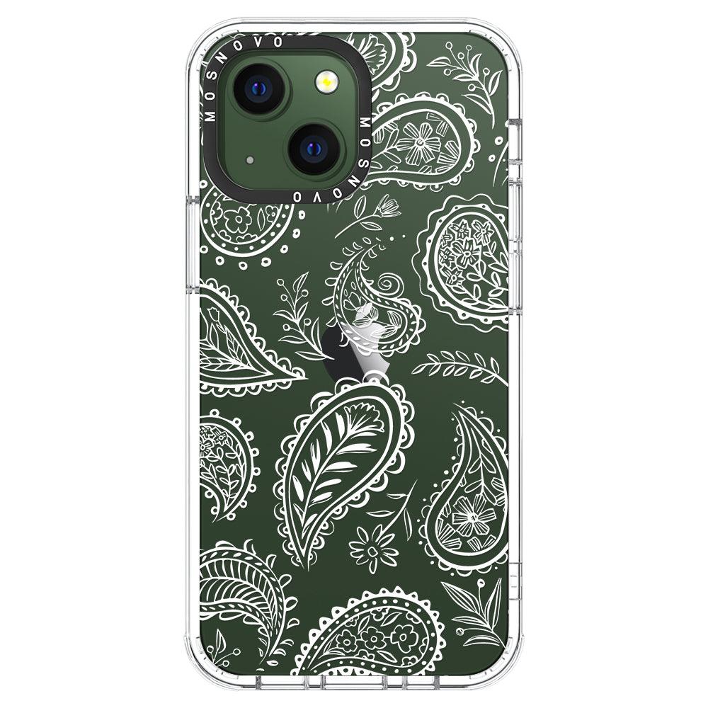 White Paisley Phone Case - iPhone 13 Case - MOSNOVO