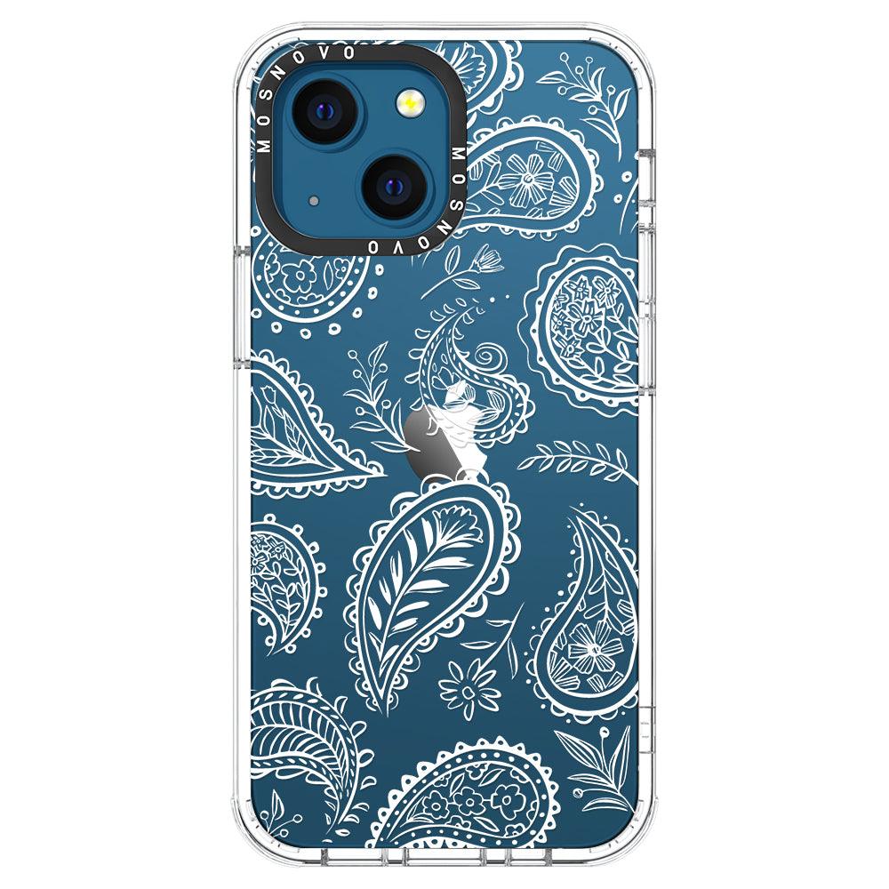White Paisley Phone Case - iPhone 13 Mini Case - MOSNOVO