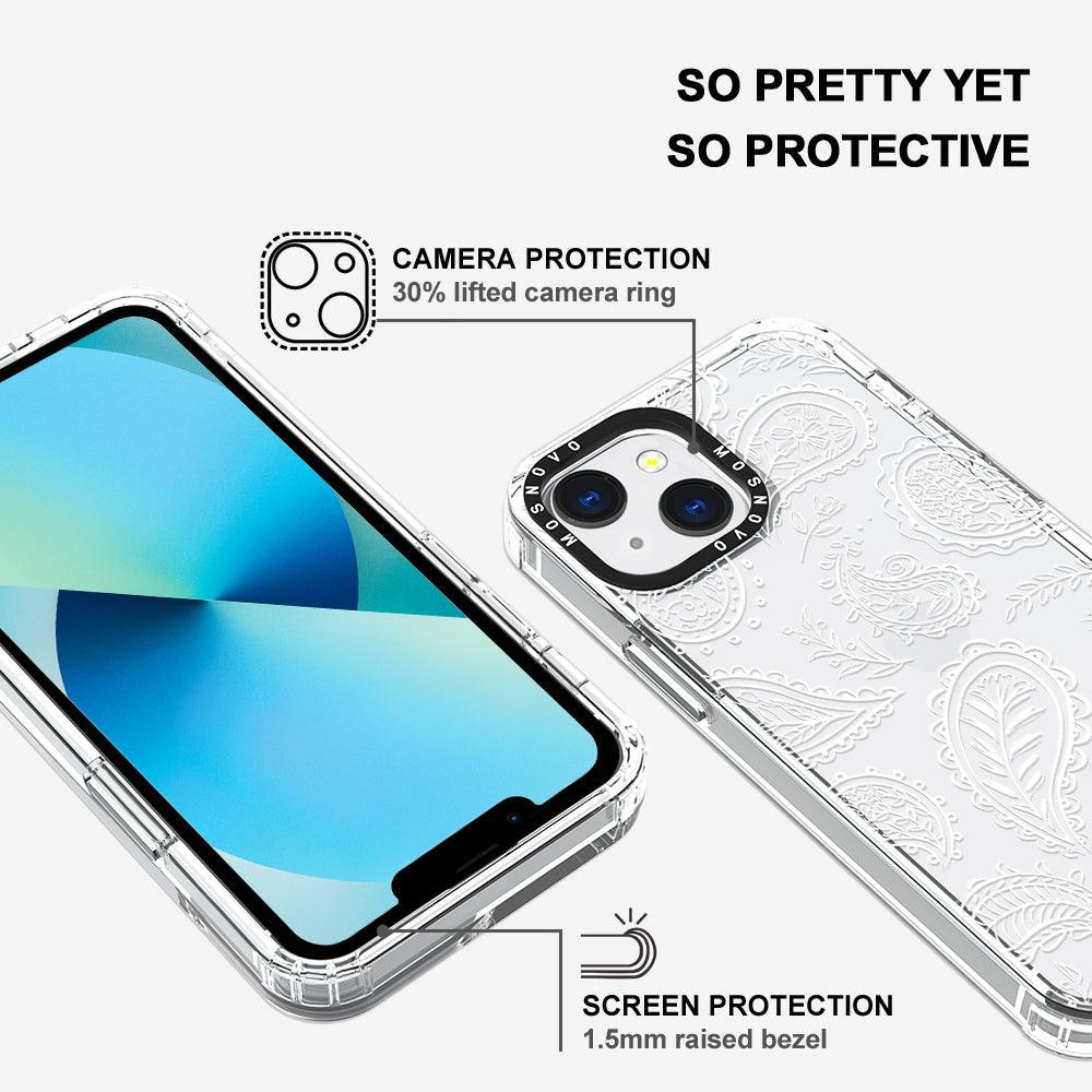 White Paisley Phone Case - iPhone 13 Mini Case - MOSNOVO