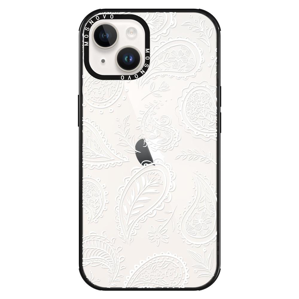 White Paisley Phone Case - iPhone 14 Case - MOSNOVO