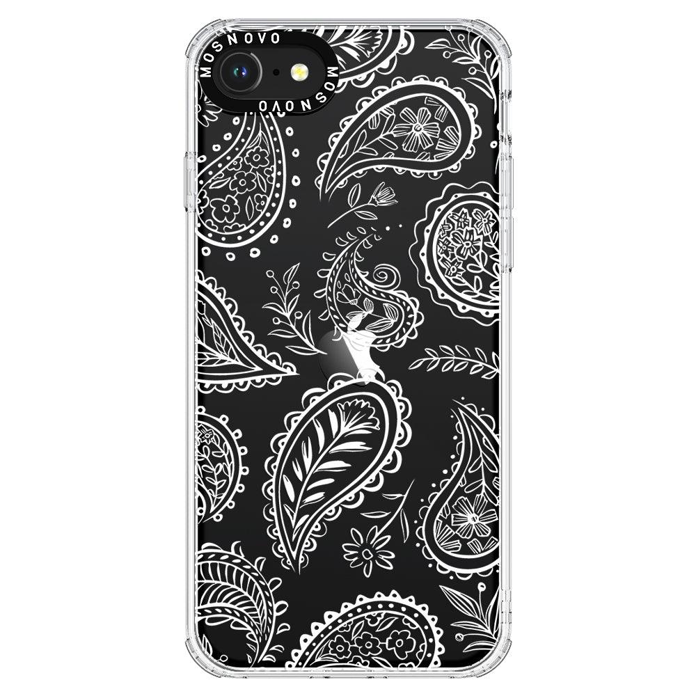 White Paisley Phone Case - iPhone SE 2020 Case - MOSNOVO