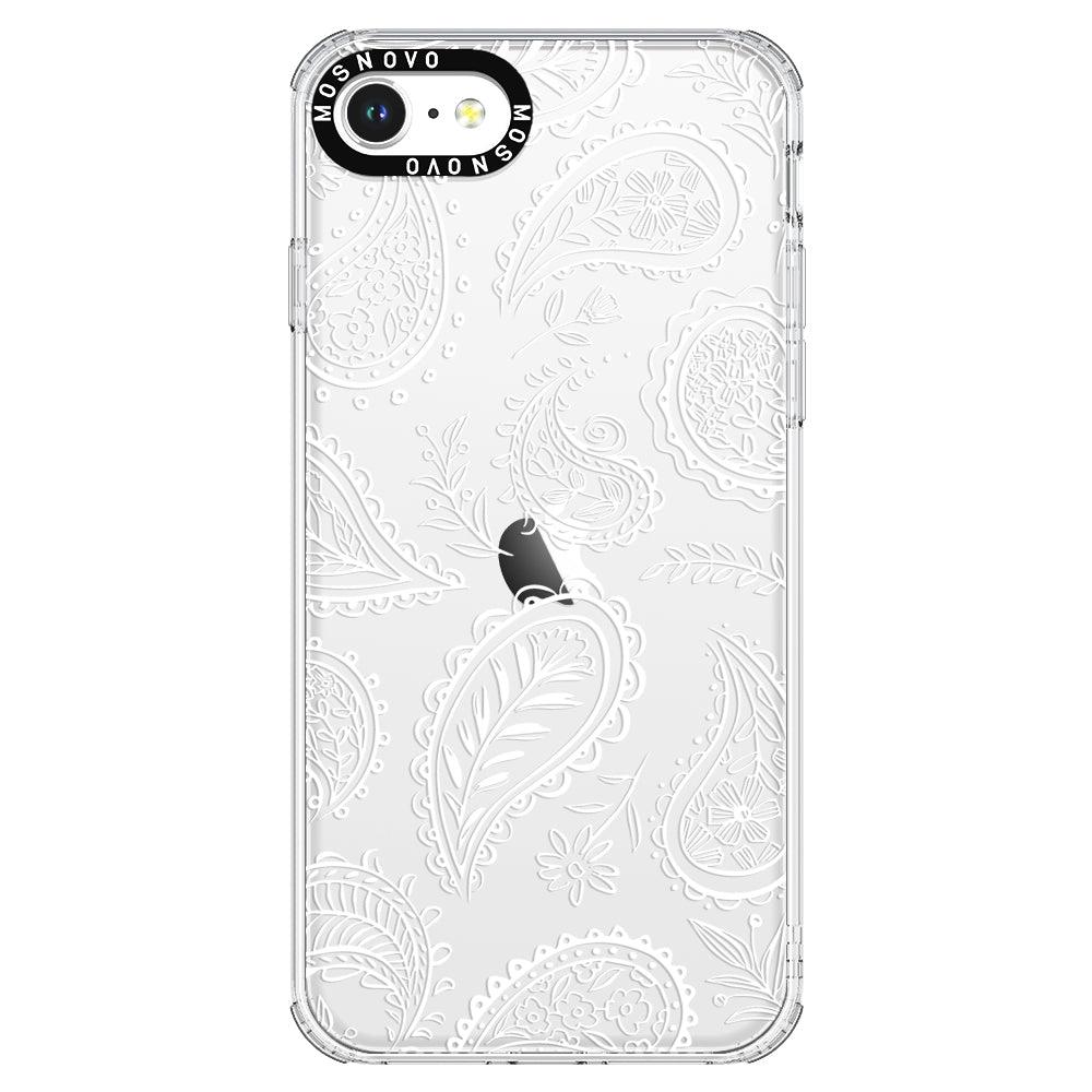 White Paisley Phone Case - iPhone SE 2022 Case - MOSNOVO