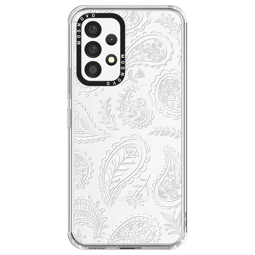 White Paisley Phone Case - Samsung Galaxy A53 Case - MOSNOVO