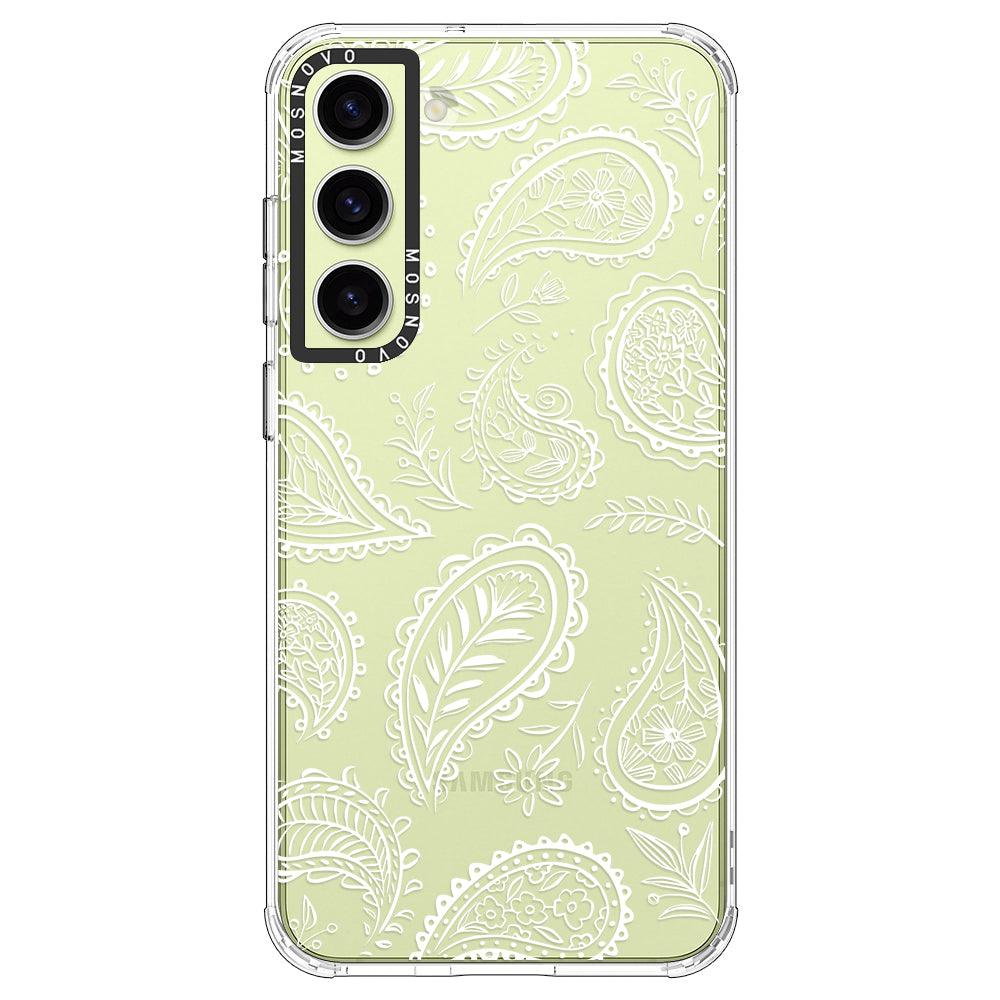White Paisley Phone Case - Samsung Galaxy S23 Plus Case - MOSNOVO
