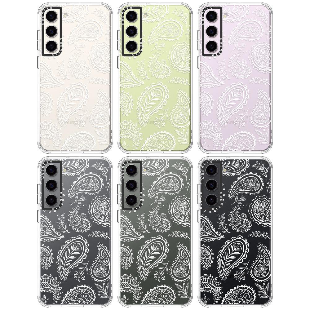 White Paisley Phone Case - Samsung Galaxy S23 Plus Case - MOSNOVO