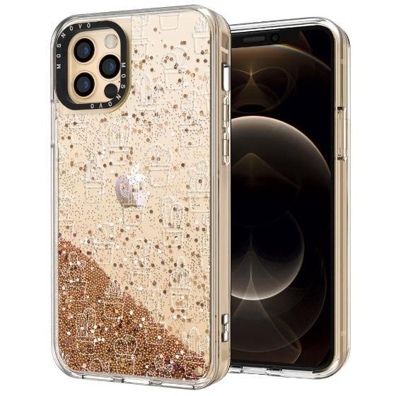 White Potted Cactus Glitter Phone Case - iPhone 12 Pro Max Case - MOSNOVO