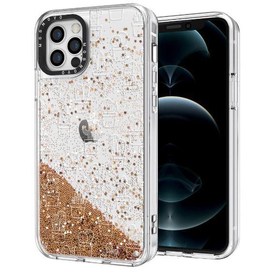 White Potted Cactus Glitter Phone Case - iPhone 12 Pro Max Case - MOSNOVO