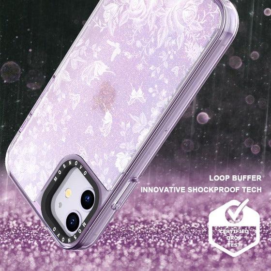 White Rose Garden Glitter Phone Case - iPhone 11 Case - MOSNOVO