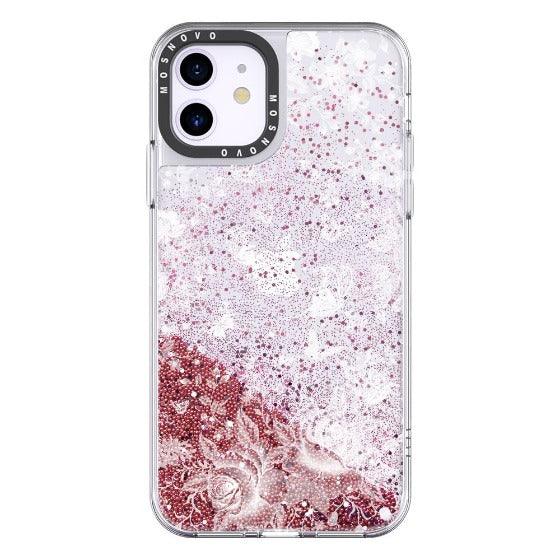 White Rose Garden Glitter Phone Case - iPhone 11 Case - MOSNOVO