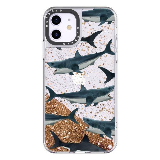 White Shark Glitter Phone Case - iPhone 11 Case - MOSNOVO