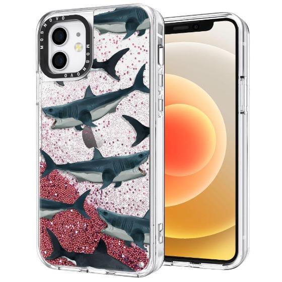 White Shark Glitter Phone Case - iPhone 12 Mini Case - MOSNOVO