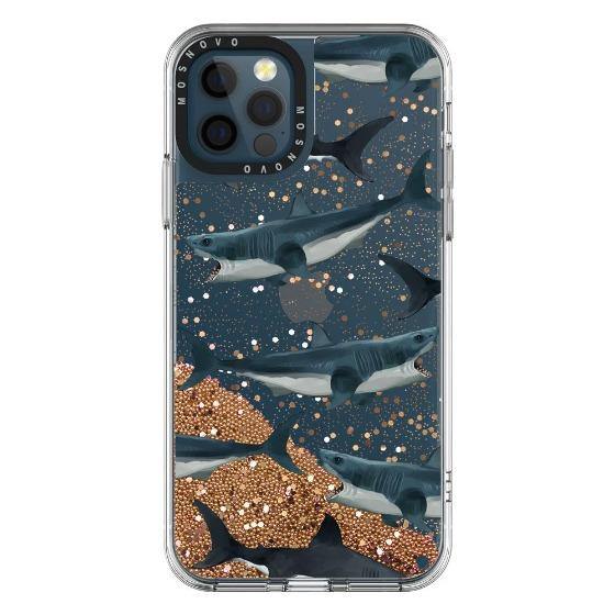 White Shark Glitter Phone Case - iPhone 12 Pro Case - MOSNOVO