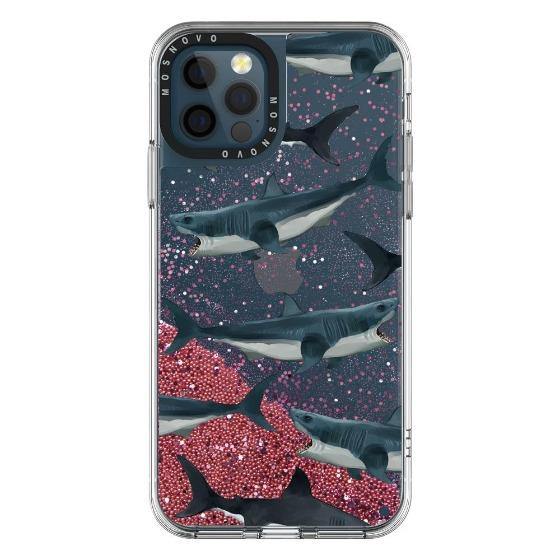 White Shark Glitter Phone Case - iPhone 12 Pro Max Case - MOSNOVO