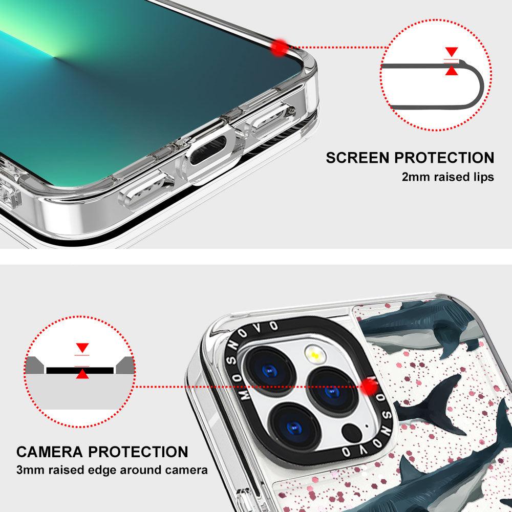 White Shark Glitter Phone Case - iPhone 13 Pro Max Case - MOSNOVO