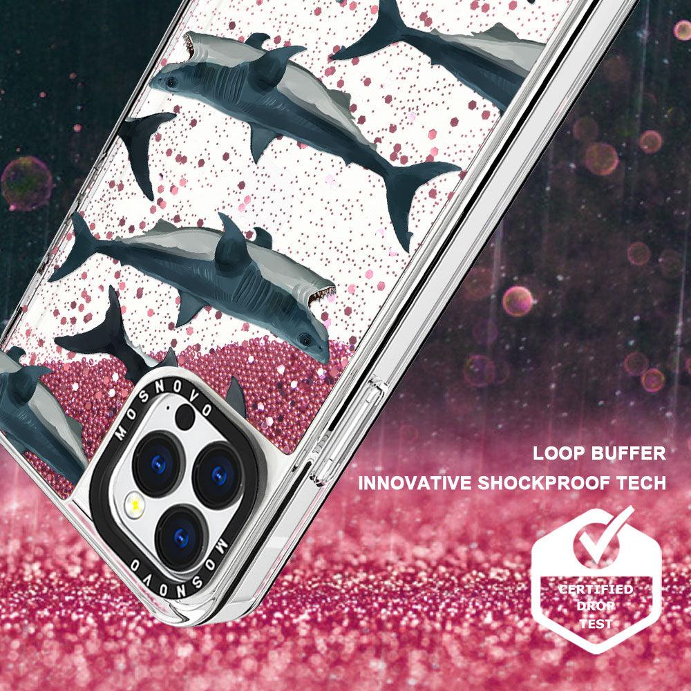 White Shark Glitter Phone Case - iPhone 13 Pro Max Case - MOSNOVO