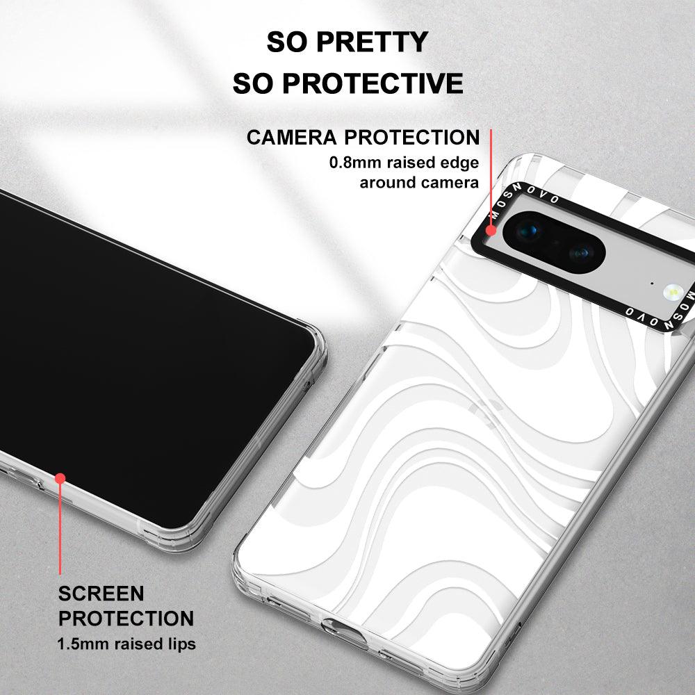 White Swirl Phone Case - Google Pixel 7 Case - MOSNOVO