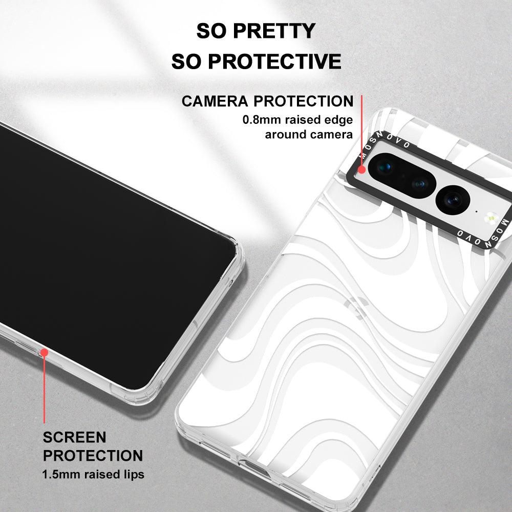 White Swirl Phone Case - Google Pixel 7 Pro Case - MOSNOVO