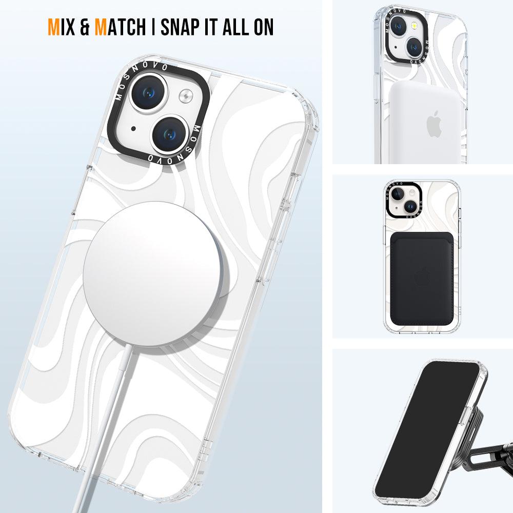 White Swirl Phone Case - iPhone 14 Case - MOSNOVO