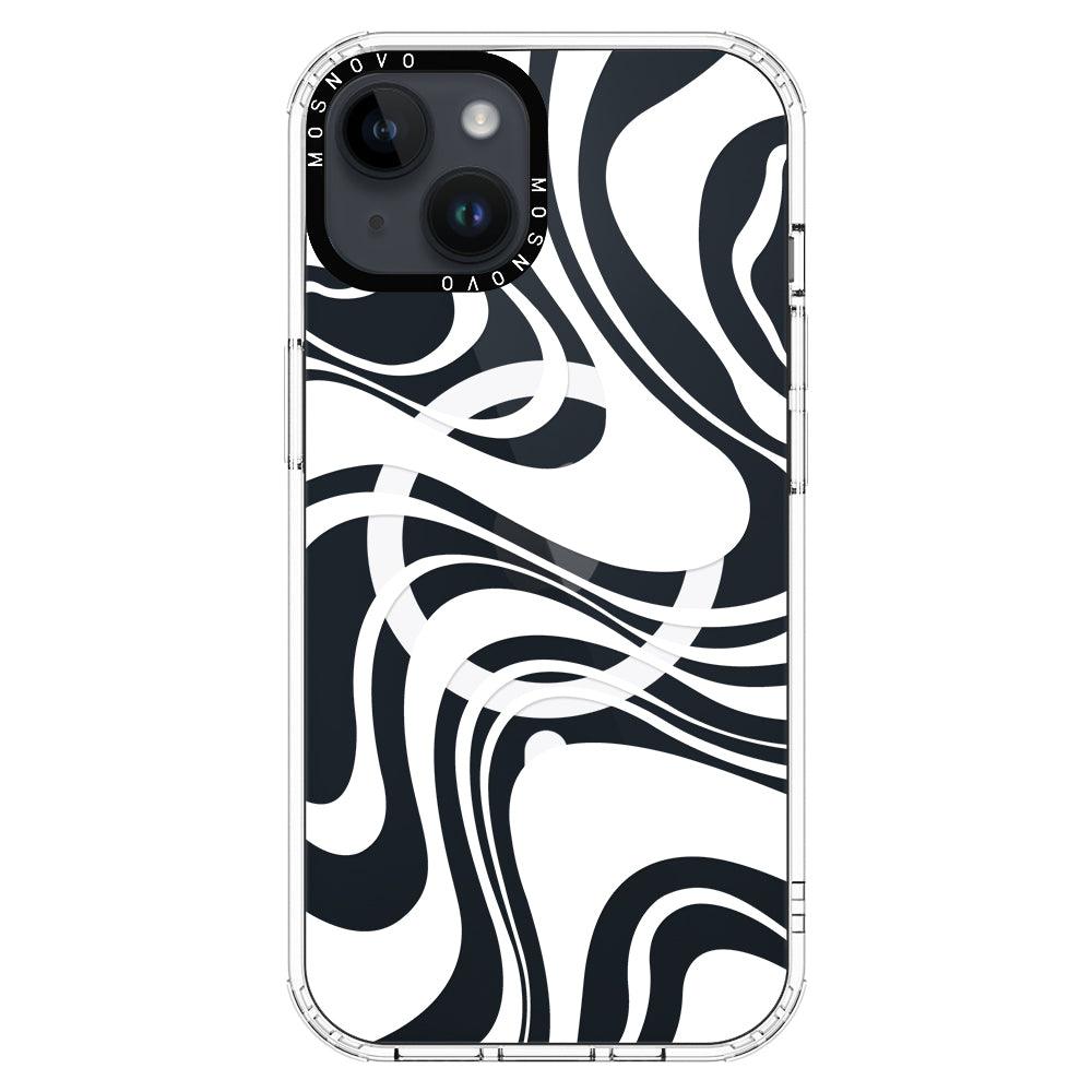 White Swirl Phone Case - iPhone 14 Plus Case - MOSNOVO