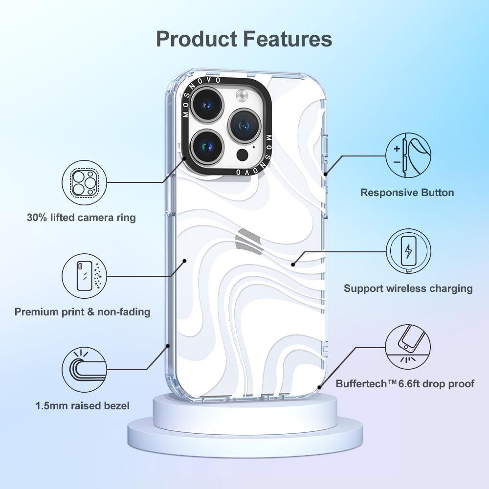 White Swirl Phone Case - iPhone 14 Pro Case - MOSNOVO