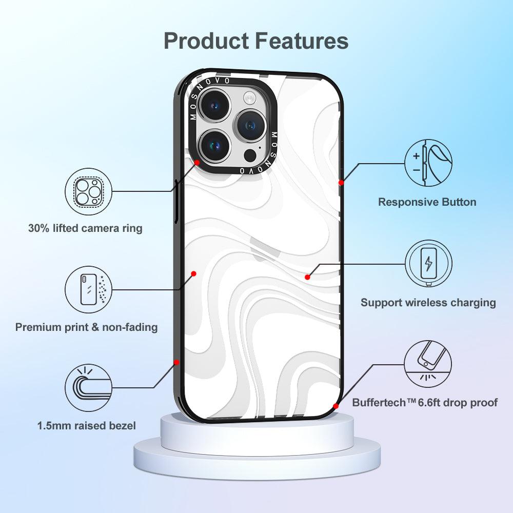 White Swirl Phone Case - iPhone 14 Pro Max Case - MOSNOVO