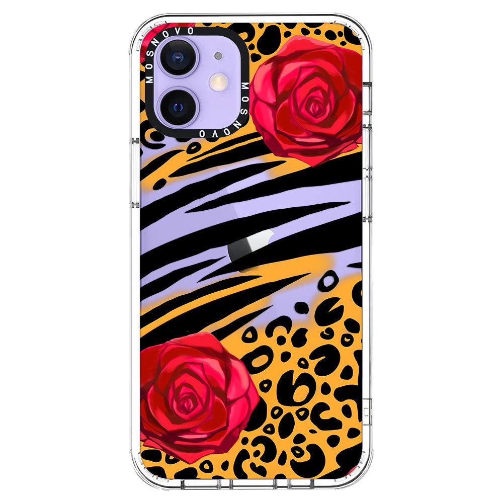 Wild Floral Leopard Phone Case - iPhone 12 Mini Case - MOSNOVO